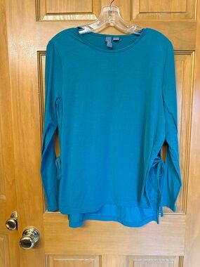 Sweaty Betty Teal Long-Sleeve Side-Tie Top yoga